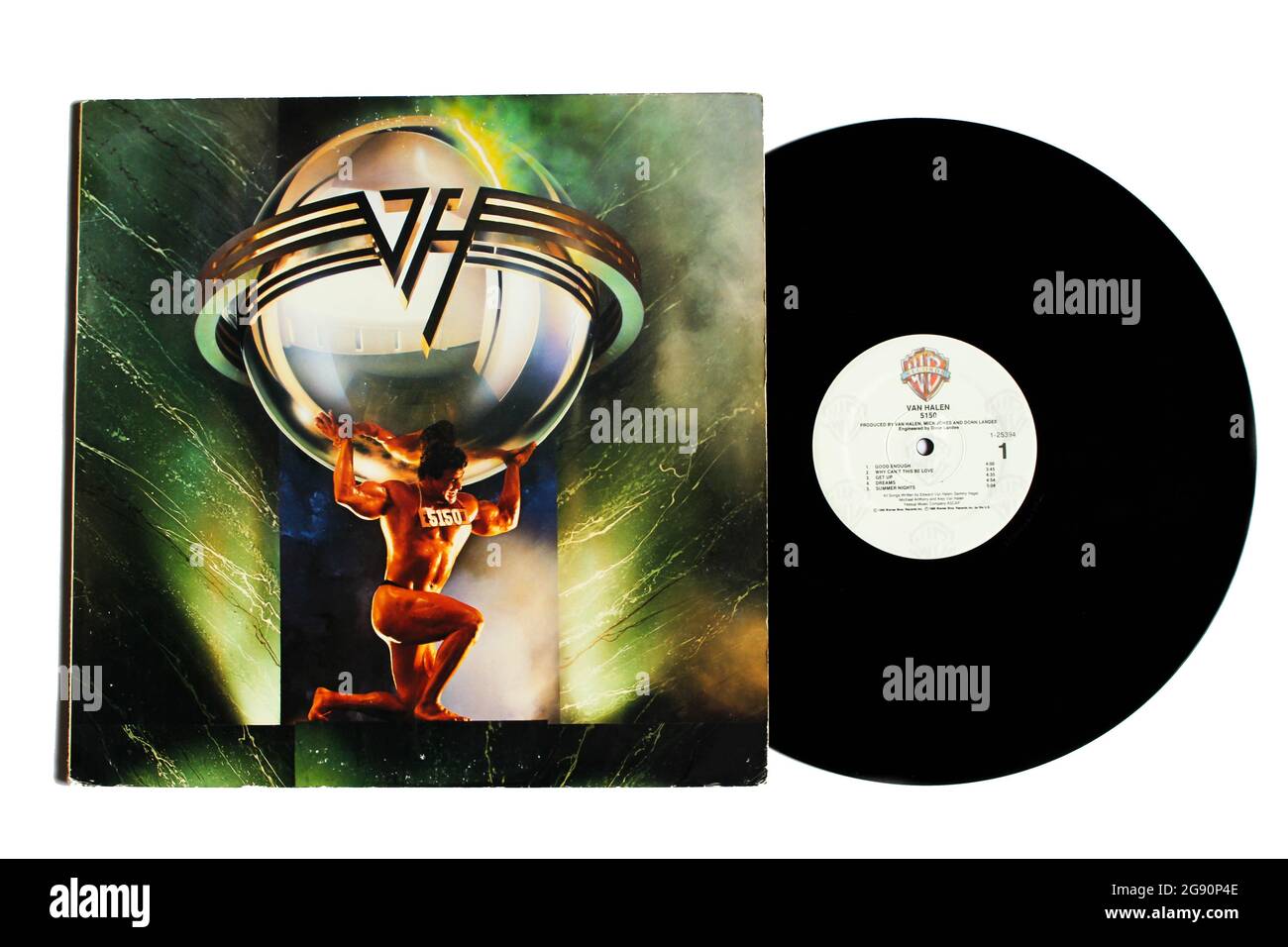 Hard Rock, Heavy Metal und Glam Metal Band, Van Halen Musikalbum auf Vinyl LP Disc. Titel: 5150 Album Cover Stockfoto