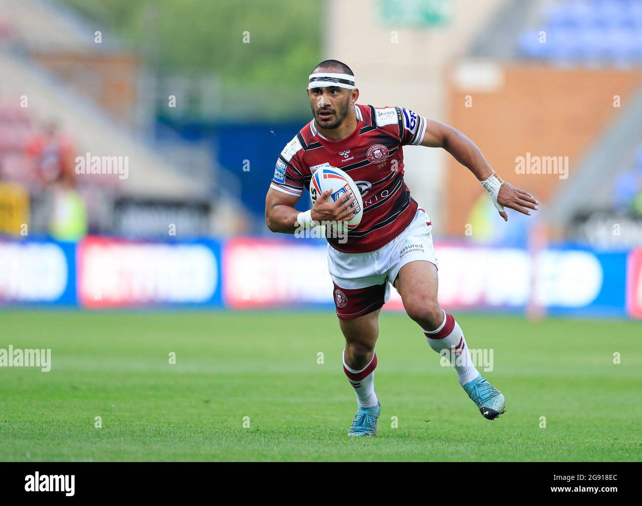 Thomas Leuluai (7) von Wigan Warriors Stockfoto