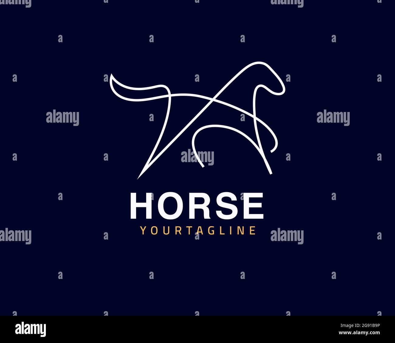 Cooles One Line Horse Logo Design und einzigartiges Tierkonzept, kann als Zeichen, App-Symbol oder Symbol, Multi-Layer-Vektor und einfach zu modifizieren, Größe und verwendet werden Stock Vektor