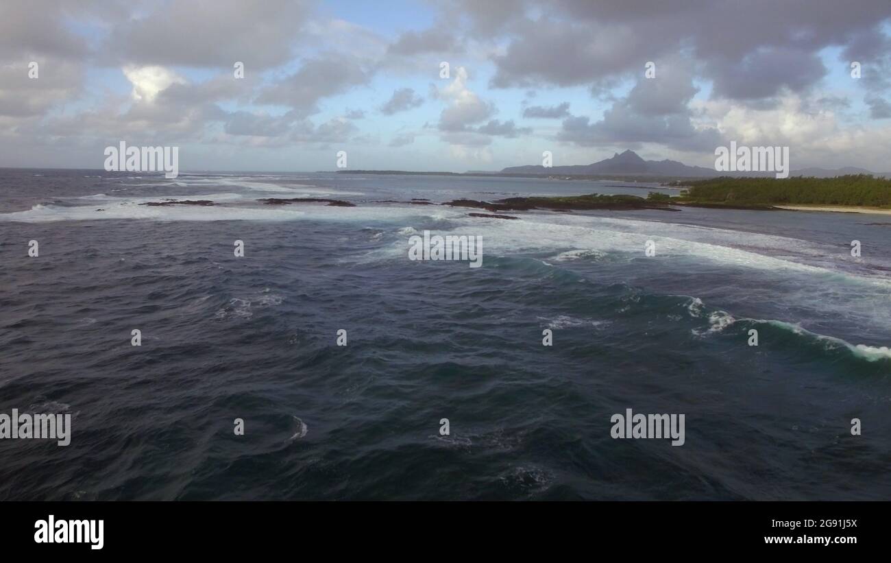 Luftaufnahme der Küste der Insel Mauritius Stockfoto