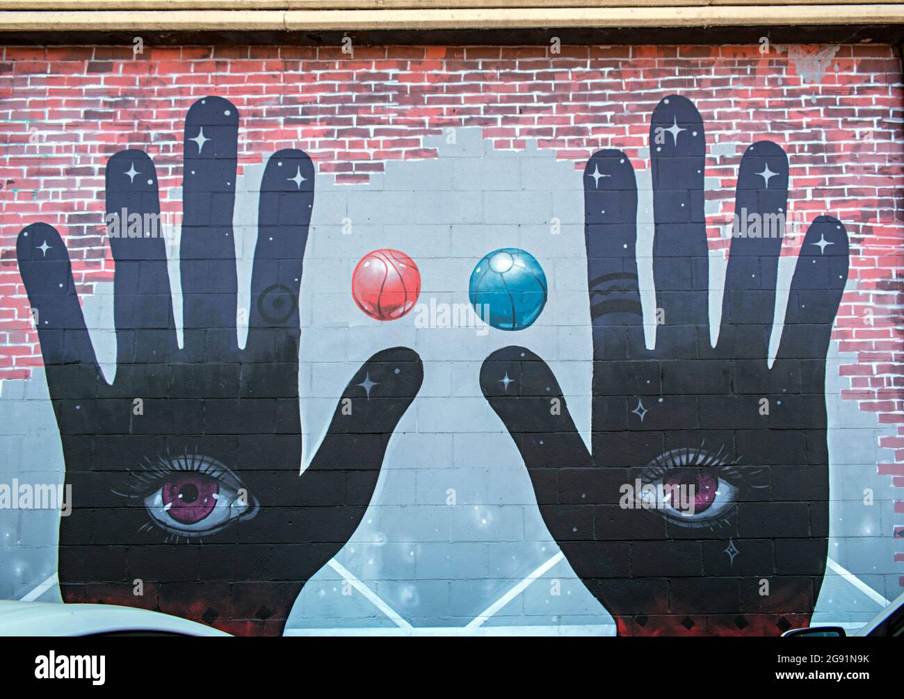 Wandmalereien und Street Art aus dem Arts District in Los Angeles, Kalifornien Stockfoto