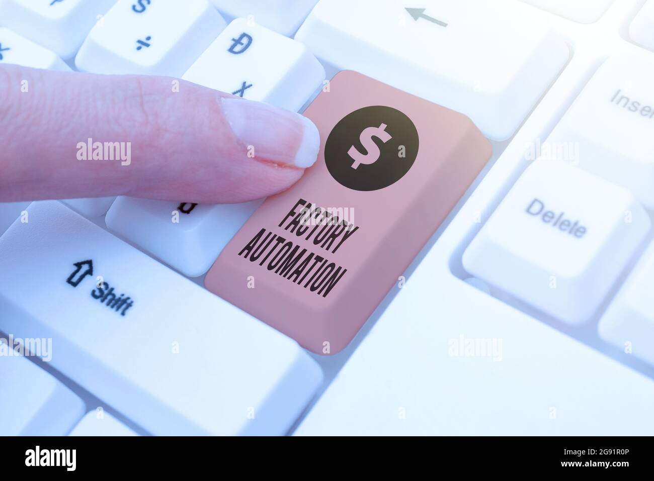 Hand schreiben Zeichen Factory Automation. Geschäftsidee Automatischer Betrieb und Steuerung von Maschinen oder Prozessen, die Software-Entwicklung erforschen Stockfoto