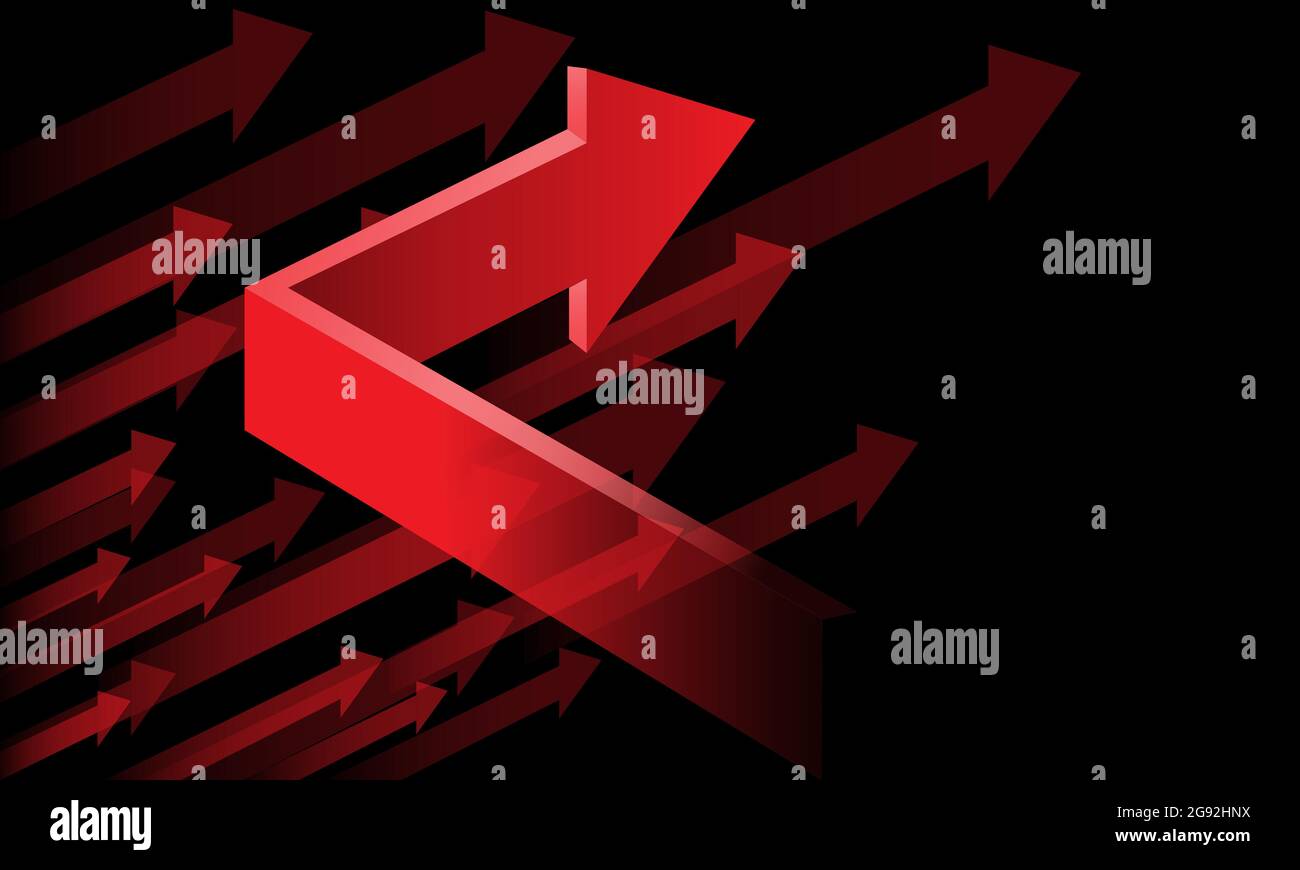 Abstrakt roten Pfeil Richtung oben auf schwarzem Design moderne futuristische Hintergrund Vektor-Illustration. Stock Vektor