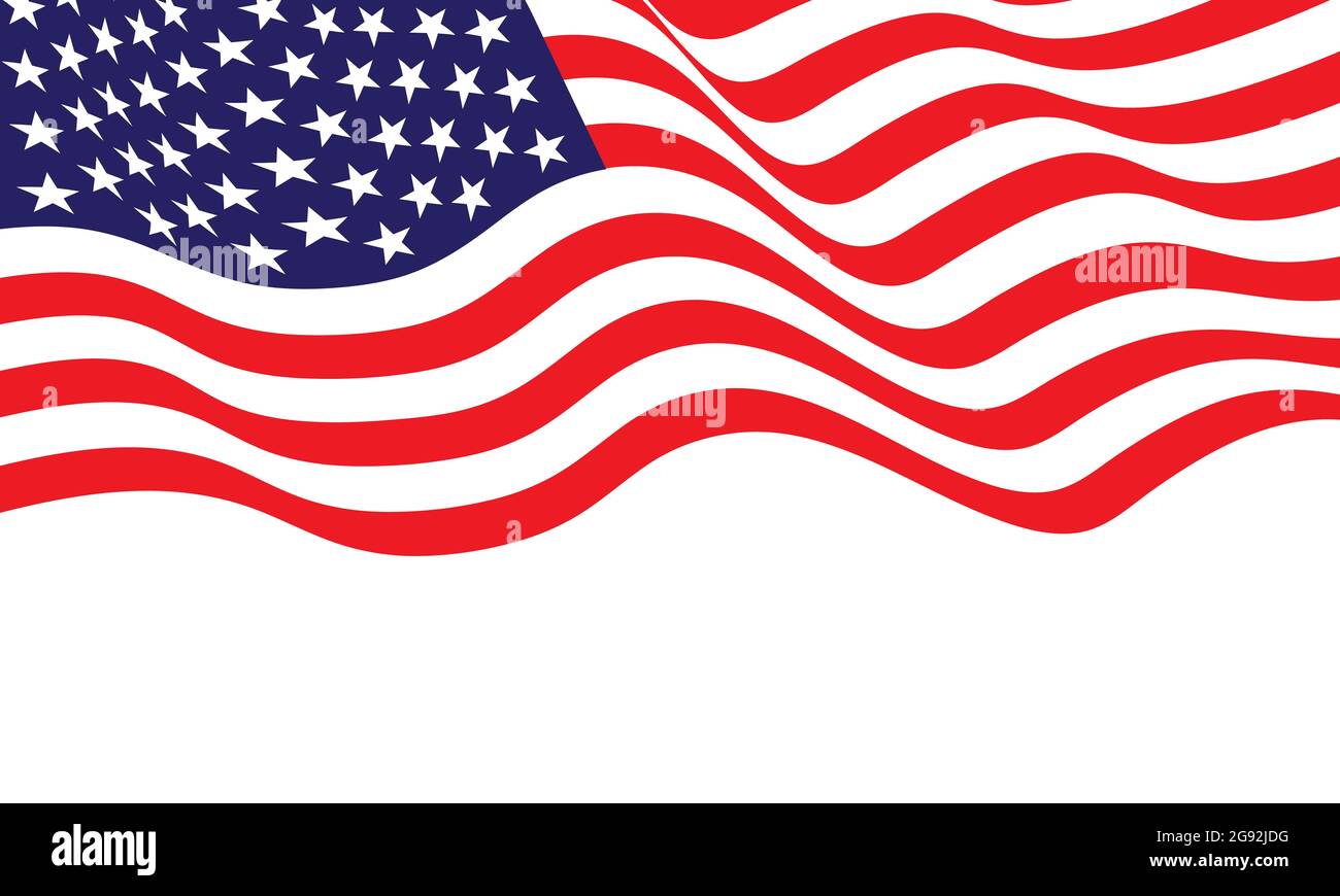 United State of America Flag Wave auf weißem Hintergrund Vektorgrafik. Stock Vektor