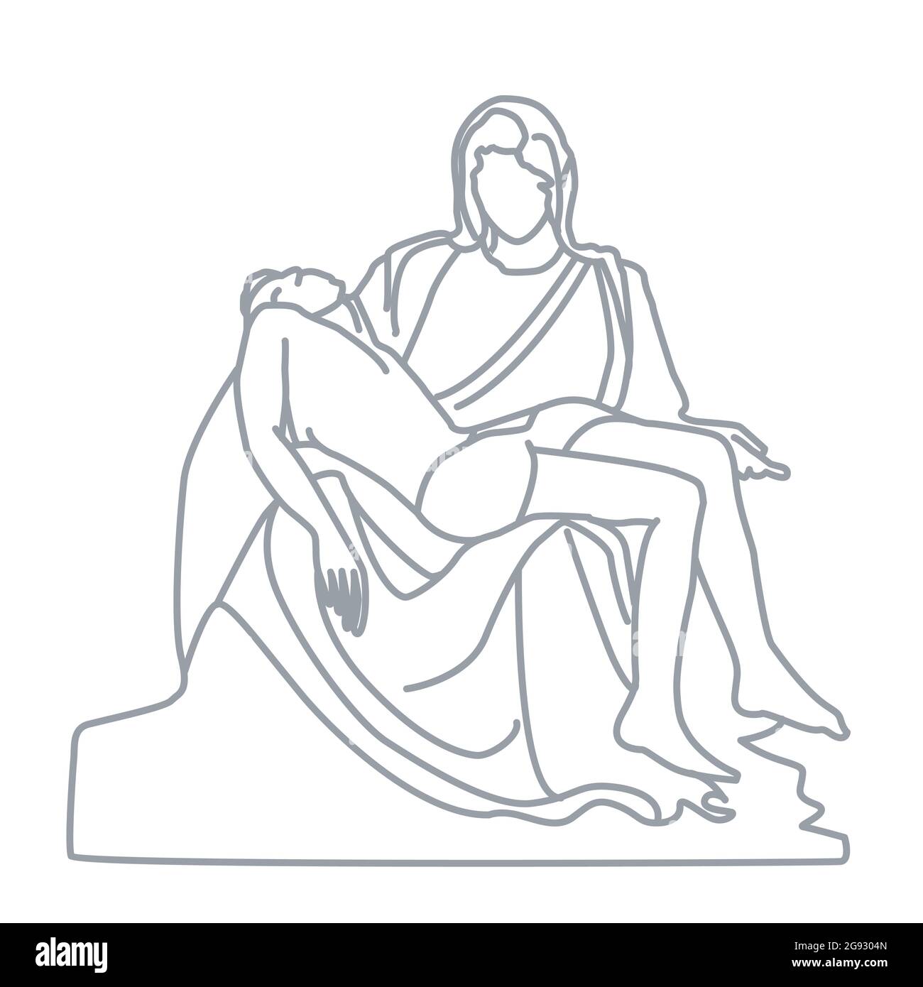 Pieta-Skulptur von Michelangelo in der Petersbasilika. Dieses berühmte Kunstwerk zeigt den Leib Jesu auf dem Schoß seiner Mutter Maria afte Stock Vektor