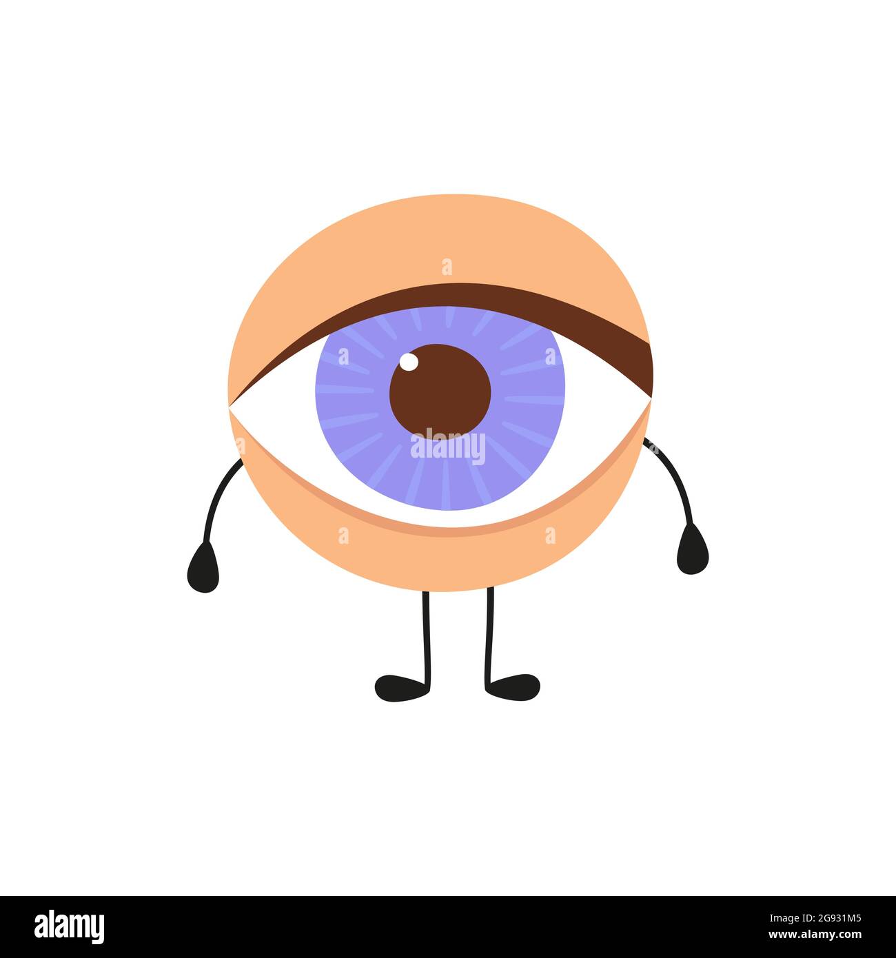 Kawaii-Charakter mit menschlichem Auge. Das Auge ist wie ein Sinnesorgan. Teil des Gesichts. Gesundes Sehorgan. Vektordarstellung auf weißem Hintergrund isoliert Stock Vektor