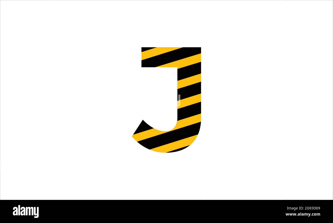 Initial Letter J schwarz und gelb Warnband flach minimalistischen Symbol Logo-Design Stock Vektor