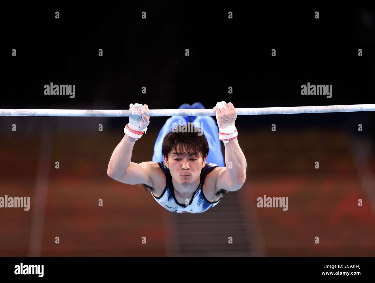 Tokio, Japan. Juli 2021. Uchimura Kohei aus Japan tritt während der Qualifikation der Männer im Kunstturnen in Tokio, Japan, am 24. Juli 2021 an. Quelle: Cao Can/Xinhua/Alamy Live News Stockfoto