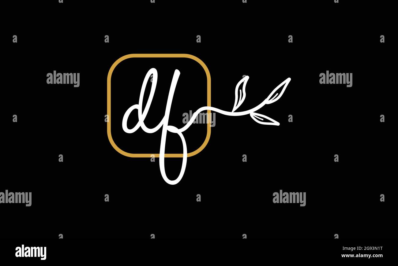 Anfangsbuchstaben DF und FD Handschrift floralen Boho botanischen Monogramm Logo Vektor-Symbol minimalistisches Design Stock Vektor