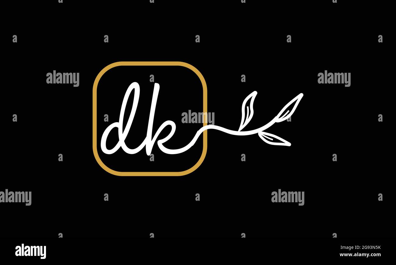 Anfangsbuchstaben DK und KD Handschrift floral Boho botanischen Monogramm Logo Vektor-Symbol minimalistisches Design Stock Vektor