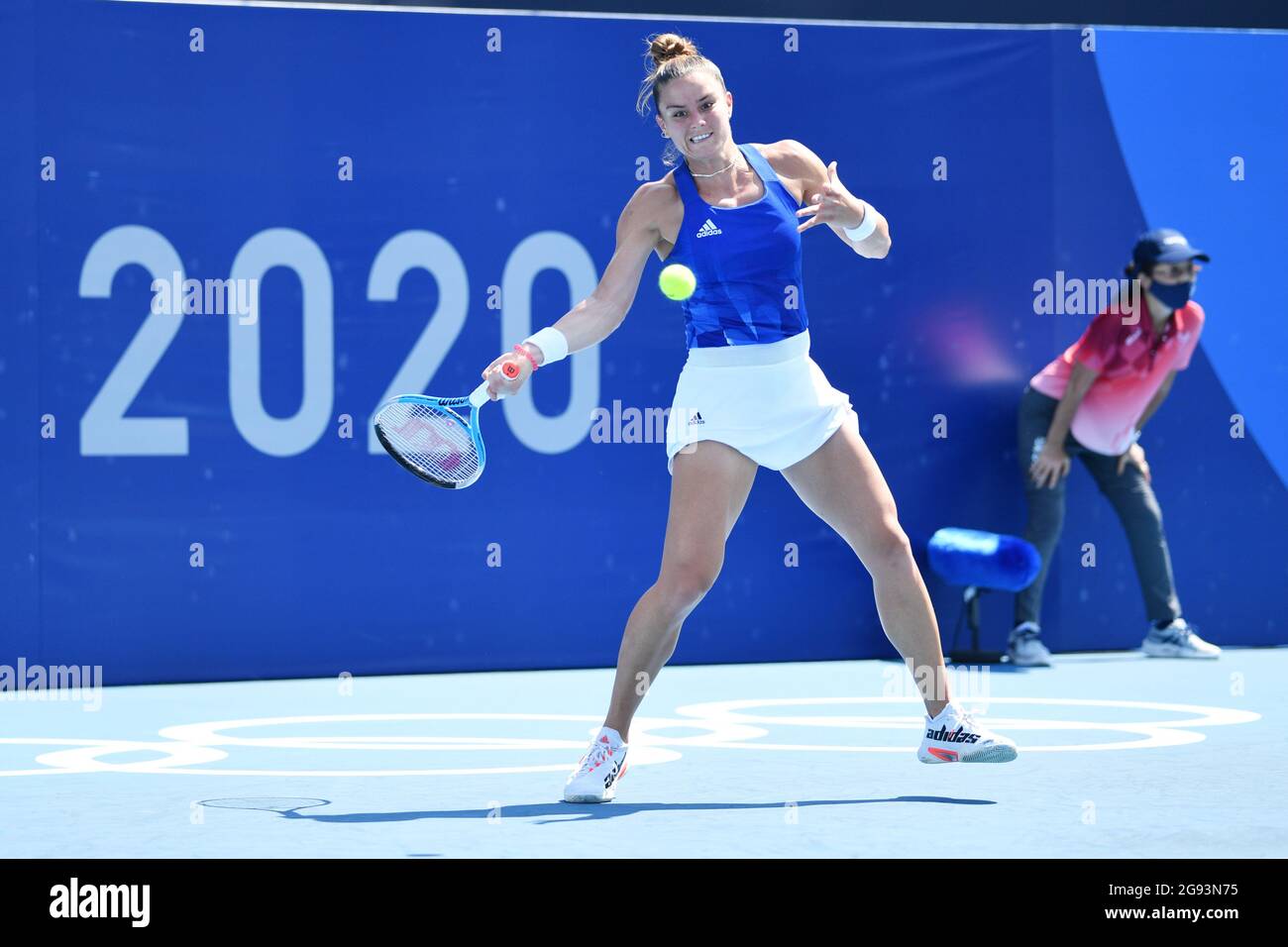 Tokio, Japan. Juli 2021. SAKKARI Maria (GRE), 24. JULI 2021 - Tennis: Frauen-Singles 1. Runde während der Olympischen Spiele in Tokio 2020 im Ariake Tennis Park in Tokio, Japan. (Foto von MATSUO.K/AFLO SPORT) Quelle: Aflo Co. Ltd./Alamy Live News Stockfoto