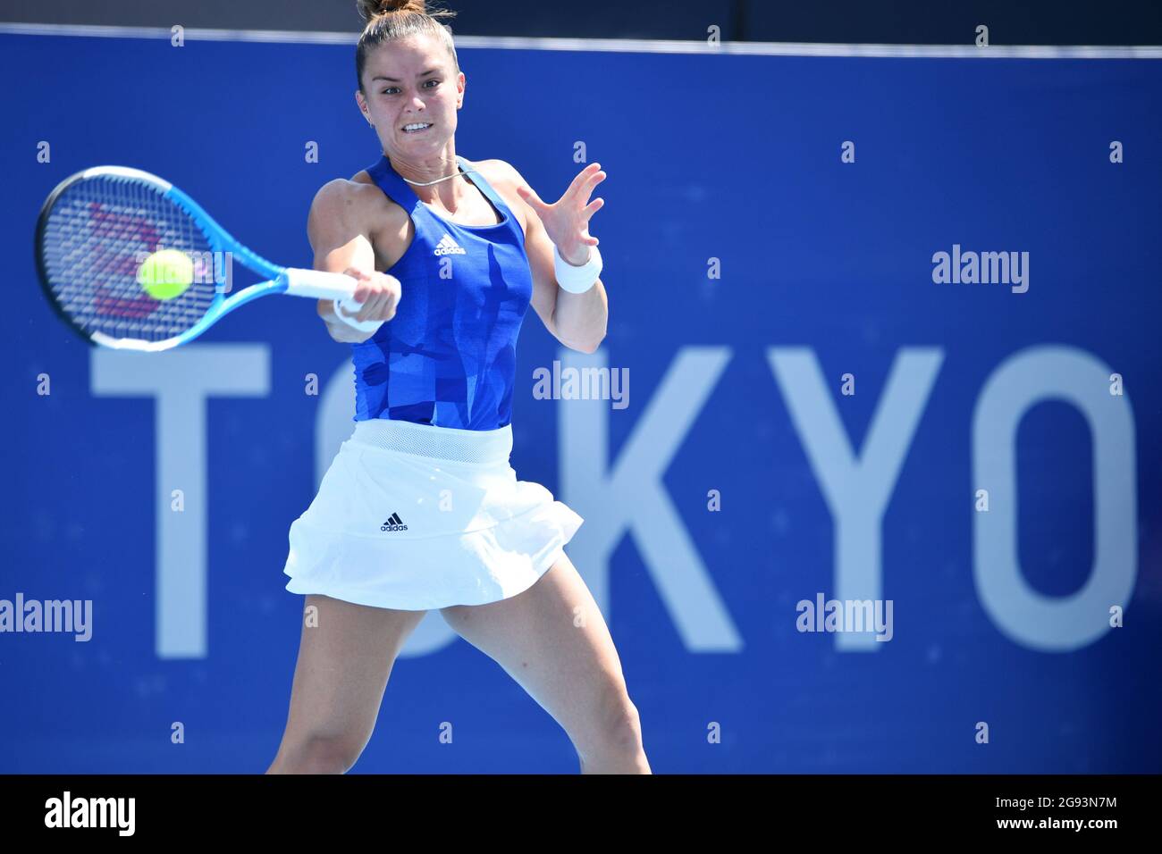 Tokio, Japan. Juli 2021. SAKKARI Maria (GRE), 24. JULI 2021 - Tennis: Frauen-Singles 1. Runde während der Olympischen Spiele in Tokio 2020 im Ariake Tennis Park in Tokio, Japan. (Foto von MATSUO.K/AFLO SPORT) Quelle: Aflo Co. Ltd./Alamy Live News Stockfoto