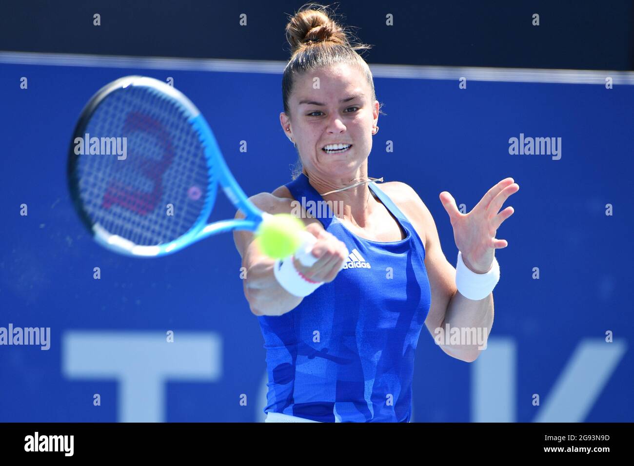 Tokio, Japan. Juli 2021. SAKKARI Maria (GRE), 24. JULI 2021 - Tennis: Frauen-Singles 1. Runde während der Olympischen Spiele in Tokio 2020 im Ariake Tennis Park in Tokio, Japan. (Foto von MATSUO.K/AFLO SPORT) Quelle: Aflo Co. Ltd./Alamy Live News Stockfoto