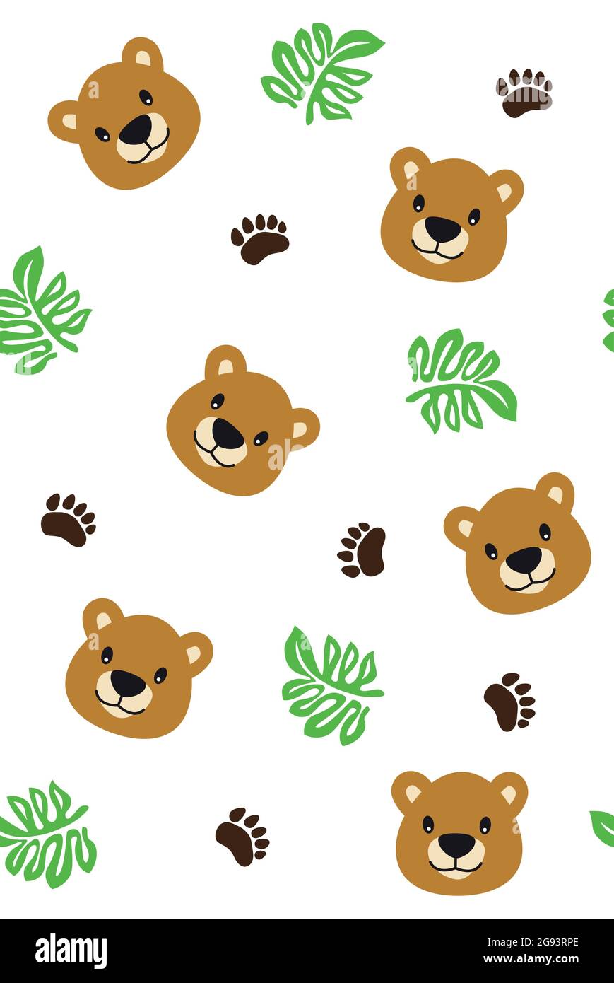 Bär Illustration Collage, unendliche Hintergrundmuster Stock Vektor