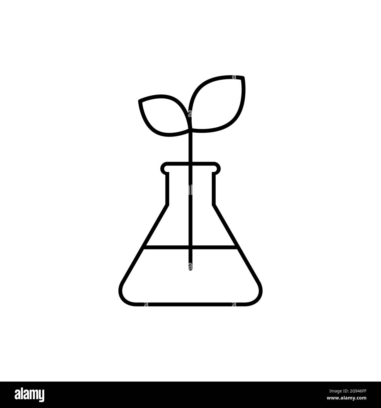 Symbol „in Kolbenlinie Pflanzen“. Bioengineering, Biotechnologiekonzept. Natur und Chemie. Pharmaindustrie. Pflanzen in vitro anbauen. Vektor Stock Vektor