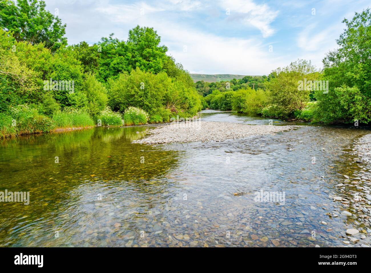 Blick auf den Fluss Wye in Rhayader, Elan Valley, Wales Stockfoto