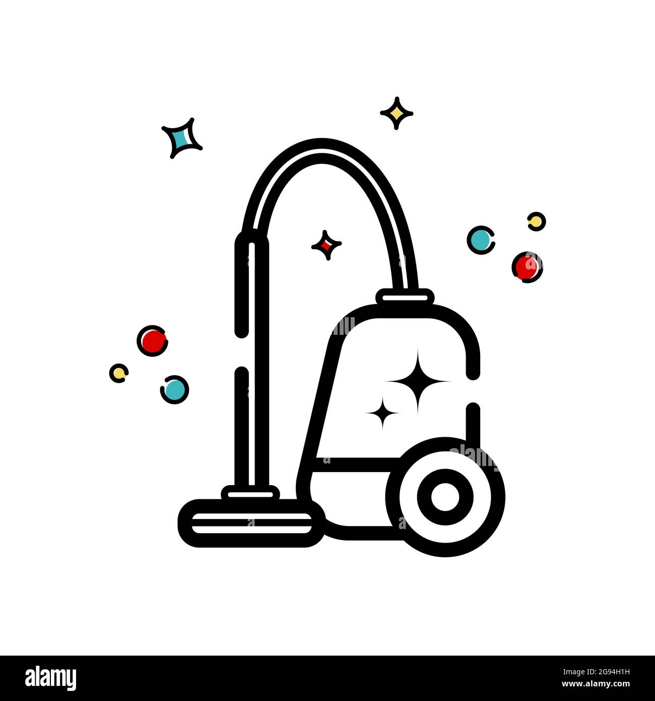 Vektor-Hintergrund von Zubehör für die Reinigung in einem flachen Stil. Waschen des Bodens, Reinigen der Fenster. Linearer Stil. Stock Vektor