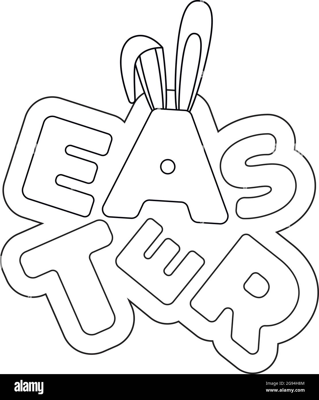 Vektor flache Buchstaben zum Thema Ostern in Cartoon-Stil auf weißem Hintergrund. Konturlinien Stock Vektor
