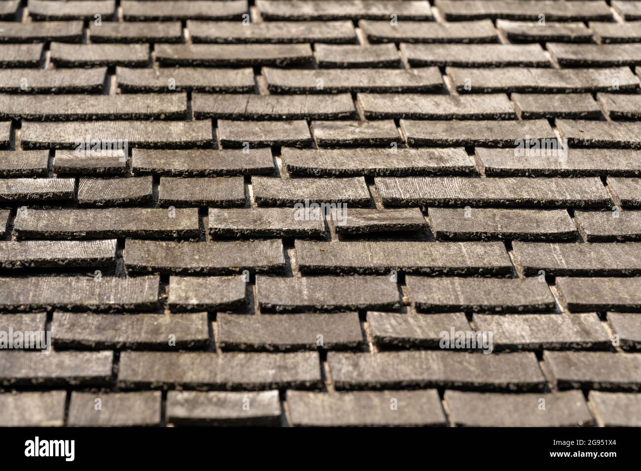 Verwitterte Zederndachschindeln Stockfoto