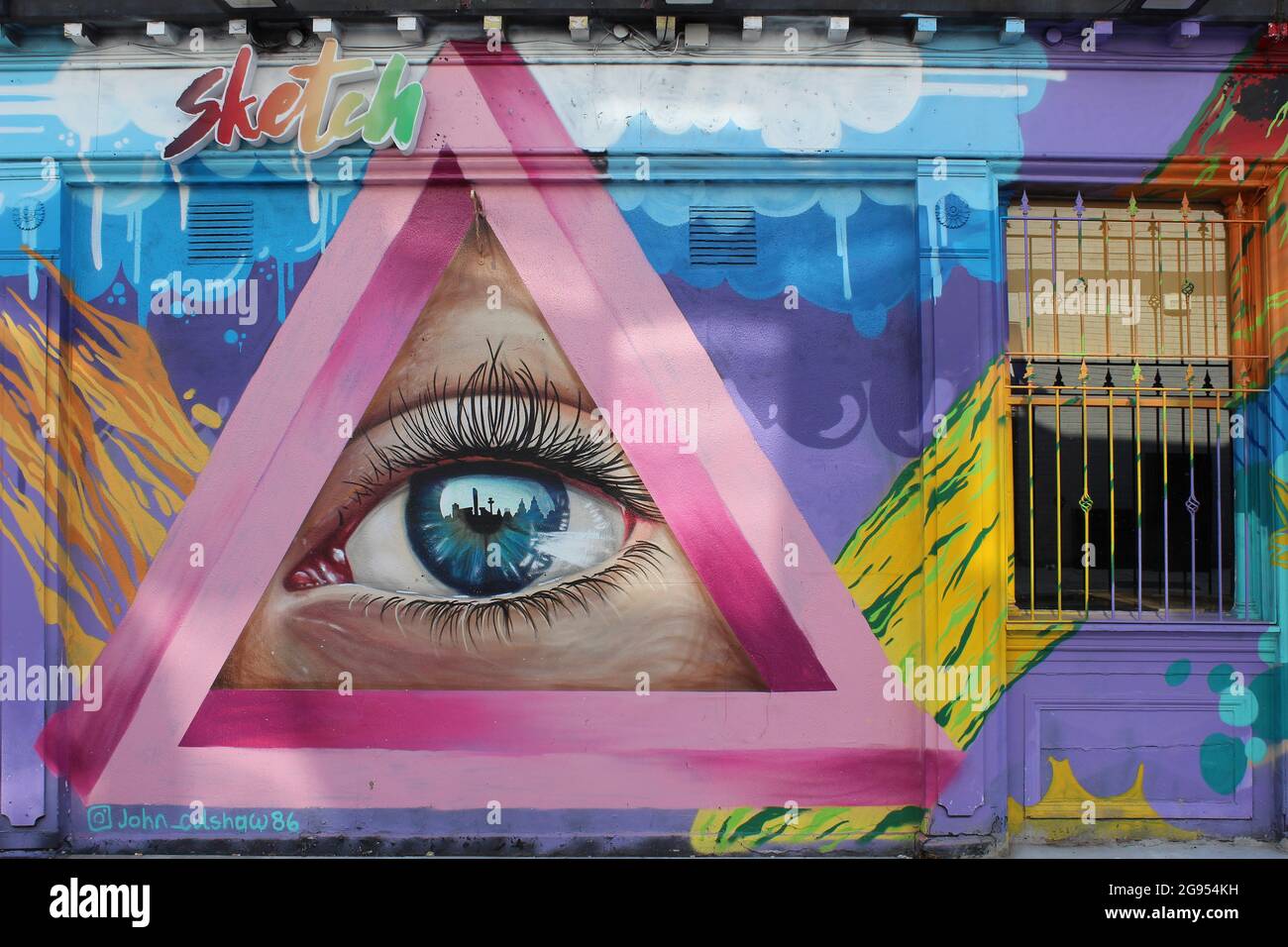 Alle Seeing Eye Street Art von John Culshaw Liverpool, Großbritannien Stockfoto