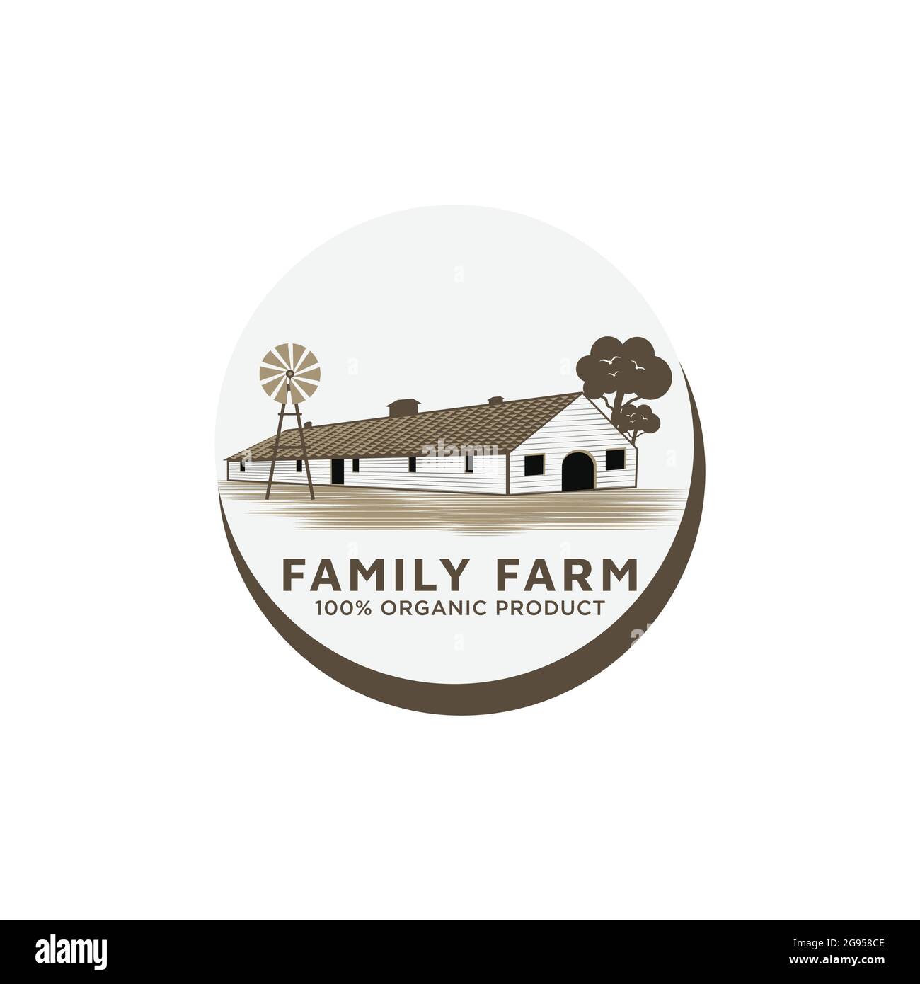 Wood Barn Farmhouse. Minimalistisches Vintage Retro-Logo-Design Stock Vektor