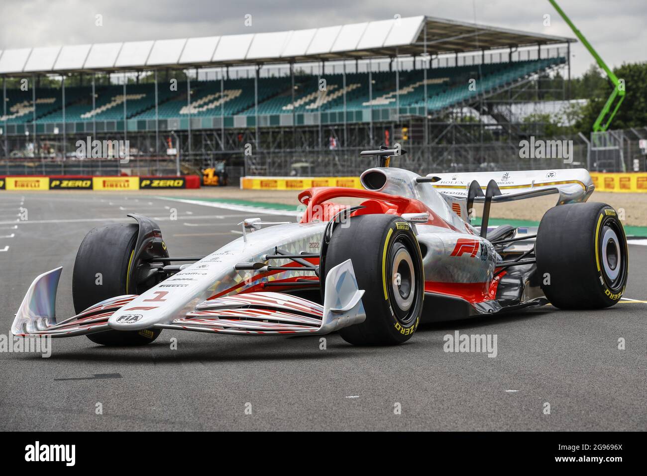 Neues F1 2022 Fahrzeug während des Formel 1 Pirelli British Grand Prix 2021, 10. Lauf der FIA Formel 1 Weltmeisterschaft 2021 vom 16. Bis 18. Juli 2021 auf dem Silverstone Circuit, in Silverstone, Großbritannien - Foto Xavi Bonilla / DPPI Stockfoto