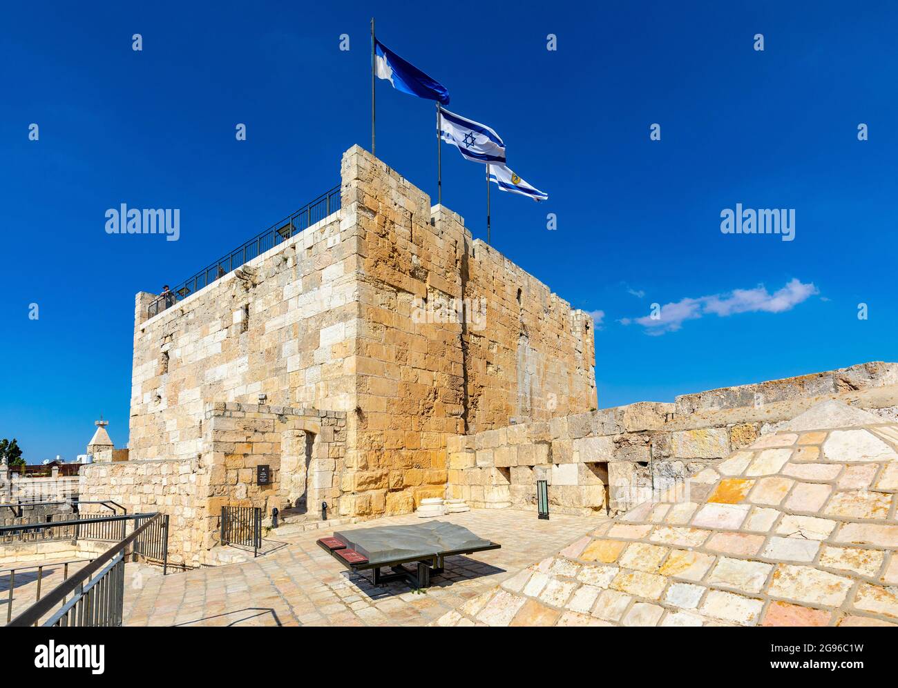 Jerusalem, Israel - 12. Oktober 2017: Phasael Tower, bekannt als Hippicus Tower als Teil des Tower of David Zitadelle Komplexes in der Altstadt von Jerusalem Stockfoto