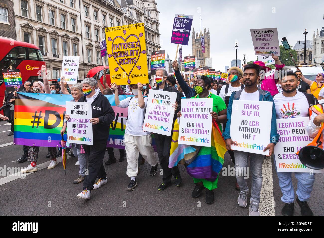 Reklaim Pride Protest, London, organisiert von Peter Tatchell Stockfoto