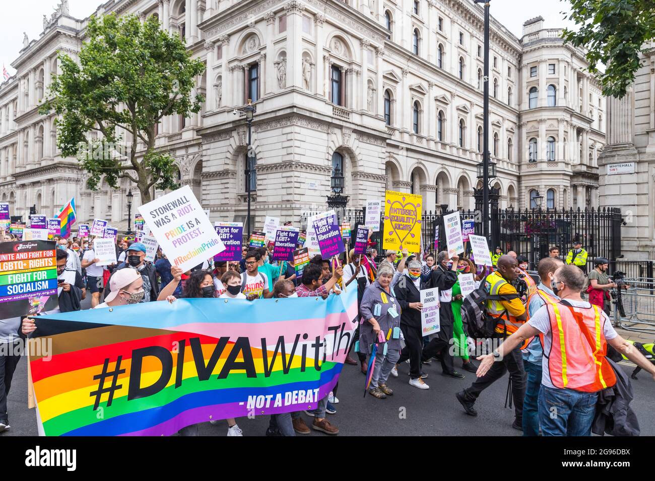 Reklaim Pride Protest, London, organisiert von Peter Tatchell Stockfoto