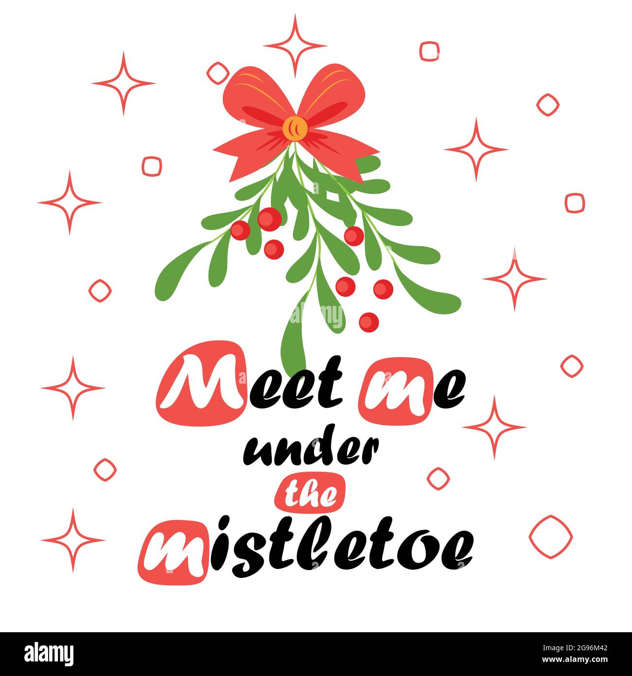 Küsst Mich Unter Dem Mistelzweig. Stock Vektor