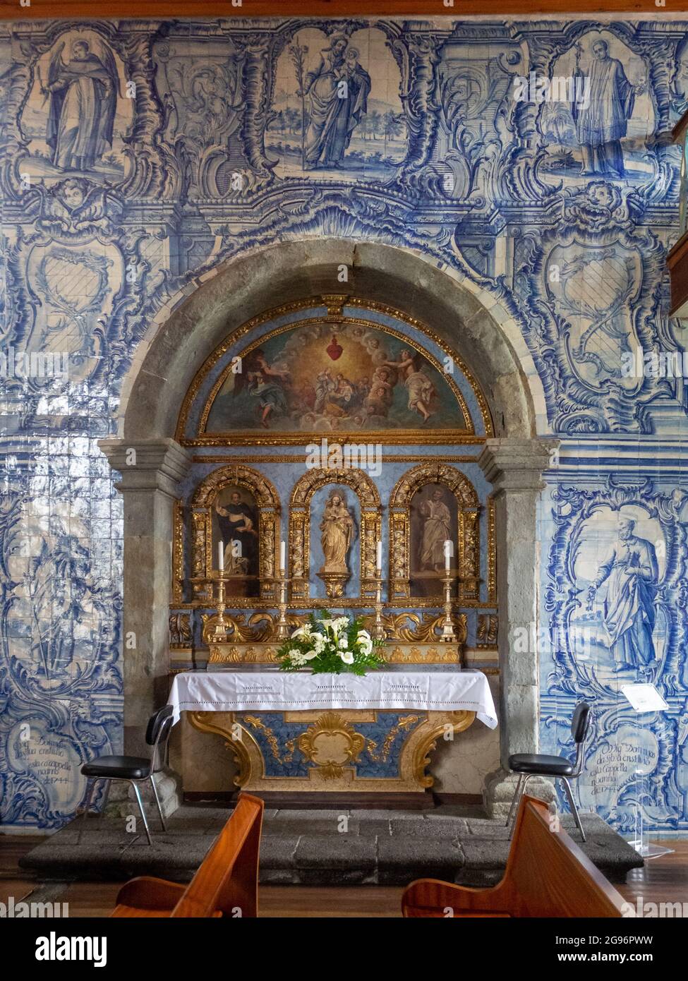 Altar von Igreja Matriz de Santa Cruz da Graciosa, Azoren Stockfoto