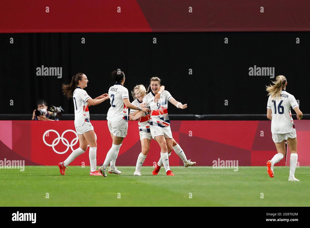 Sapporo, Japan. Juli 2021. Ellen White (GBR) Fußball/Fußball : Weiß feiert nach ihrem Tor während der Olympischen Spiele in Tokio 2020 Frauenfußball 1. Runde Gruppe E Spiel zwischen Japan 0-1 Groß Großbritannien im Sapporo Dome in Sapporo, Japan . Quelle: Mutsu Kawamori/AFLO/Alamy Live News Stockfoto