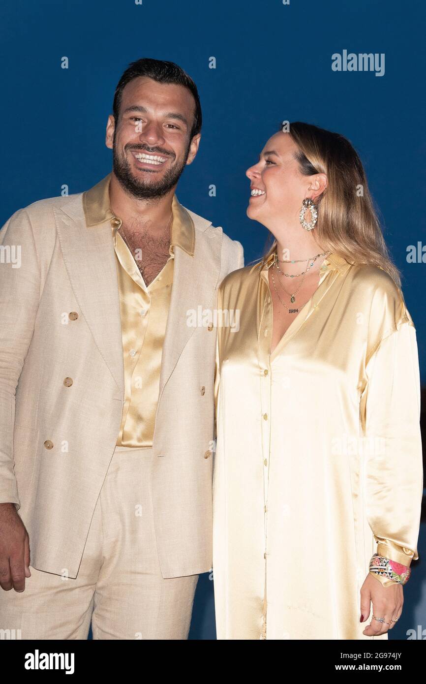 Pauline Ducruet und Maxime Giaccardi nehmen am 24. Juli 2021 in Monte-Carlo, Monaco, an der „Fight AIDS Gala“ im Sporting Monte-Carlo Teil. Foto von David Niviere/ABACAPRESS.COM Stockfoto