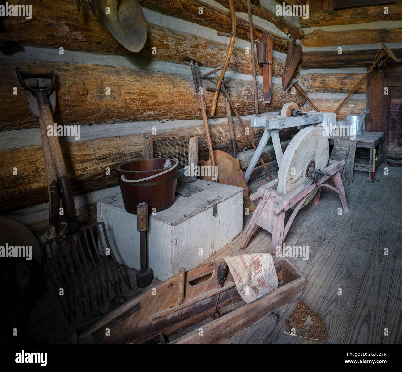 Cabin's Interior, Tennessee Agricultural Museum, Nashville, Tennessee, USA Stockfoto