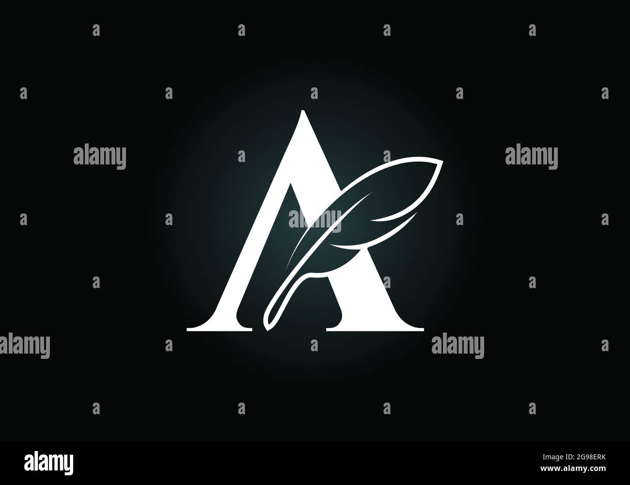 Initiale EIN Monogramm-Alphabet mit einer Feder. Schrift-Emblem. Symbol für Anwaltskanzlei. Moderne Vektor-Logo für einen Schriftsteller oder Verleger Geschäft und Unternehmen Stock Vektor