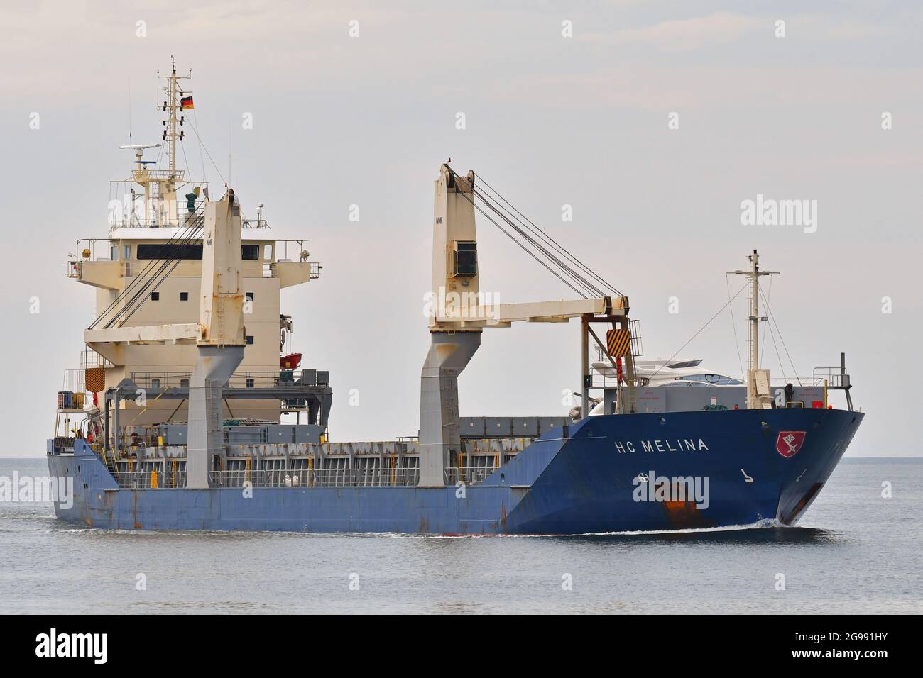 General Cargo Ship HC MELINA hat den Hafen von Kiel erreicht Stockfoto