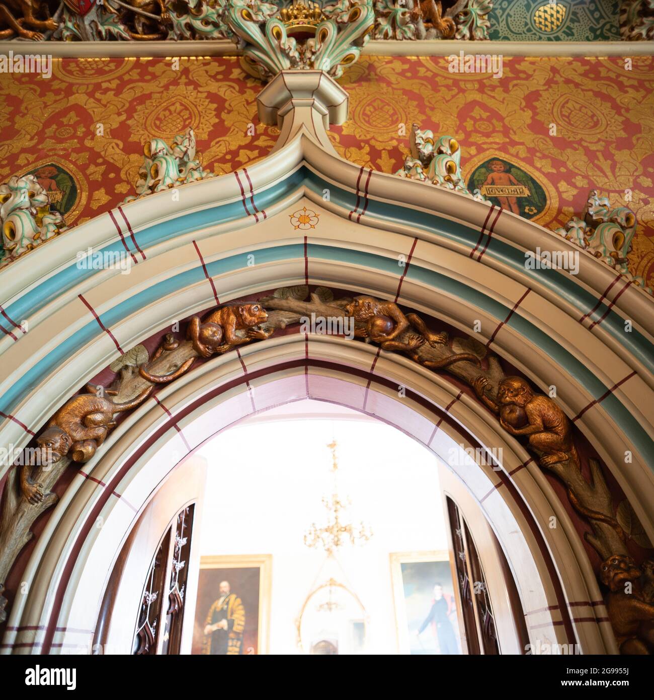 Das viktorianische gotische Innere von Cardiff Castle Stockfoto