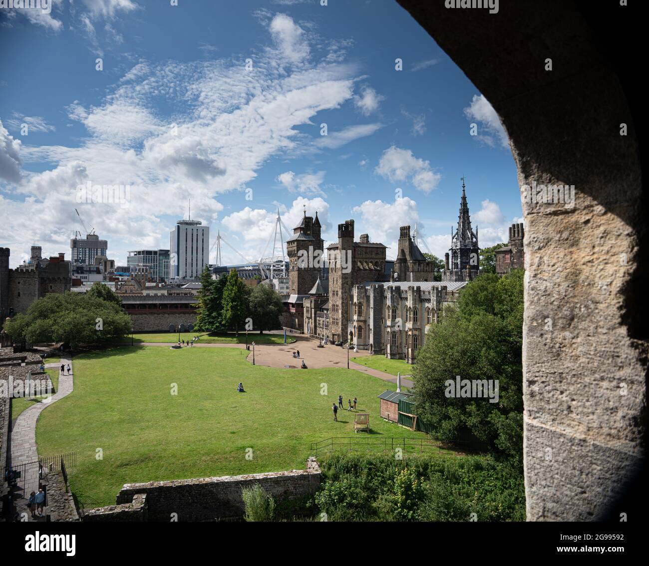 Der Blick vom Keep am Cardiff Castle Stockfoto