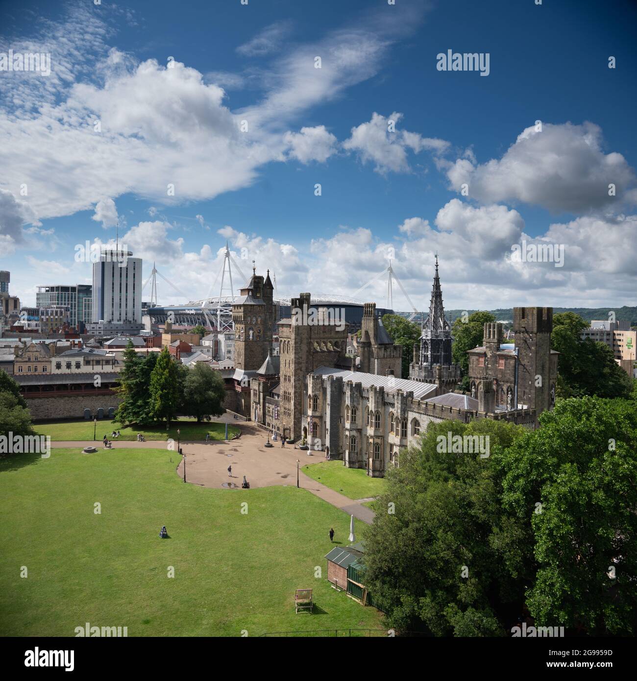 Der Blick vom Keep am Cardiff Castle Stockfoto