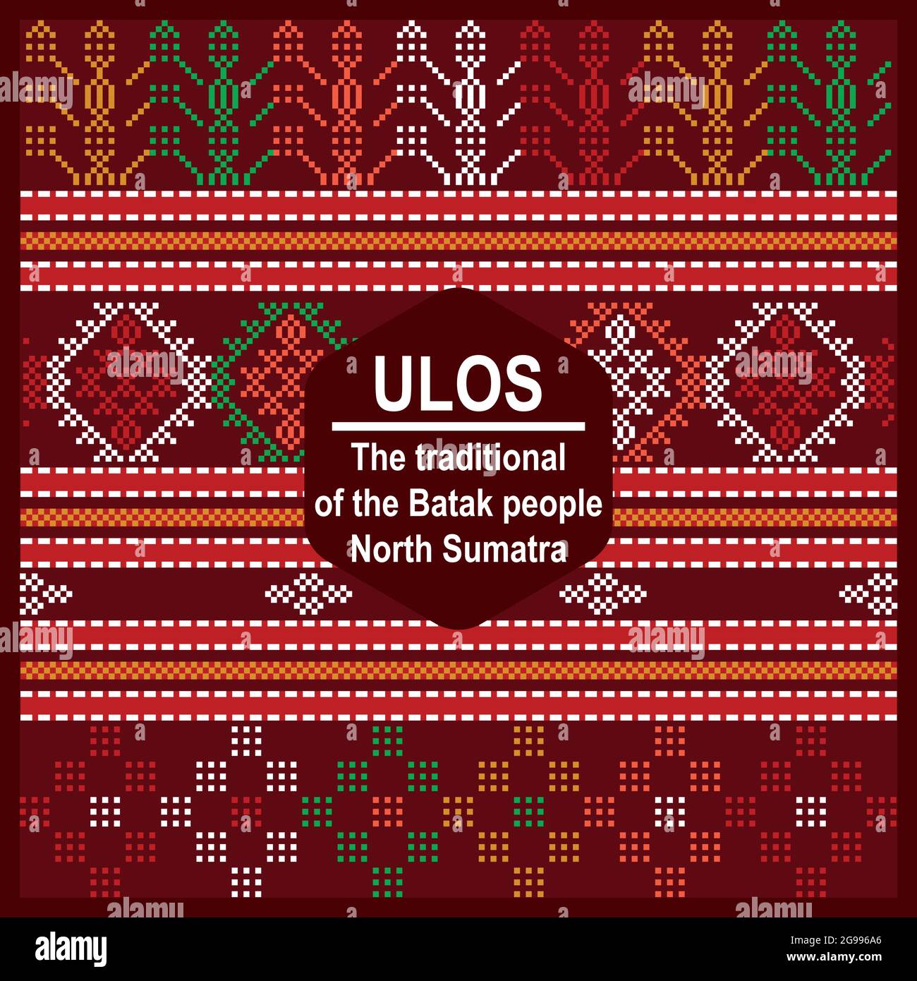 Batik Ulos Traditionelle Batak Nord Sumatra Vektor. Batik Ulos ist das traditionelle Tuch des Batak-Volkes von Nord-Sumatra - Indonesien Stock Vektor