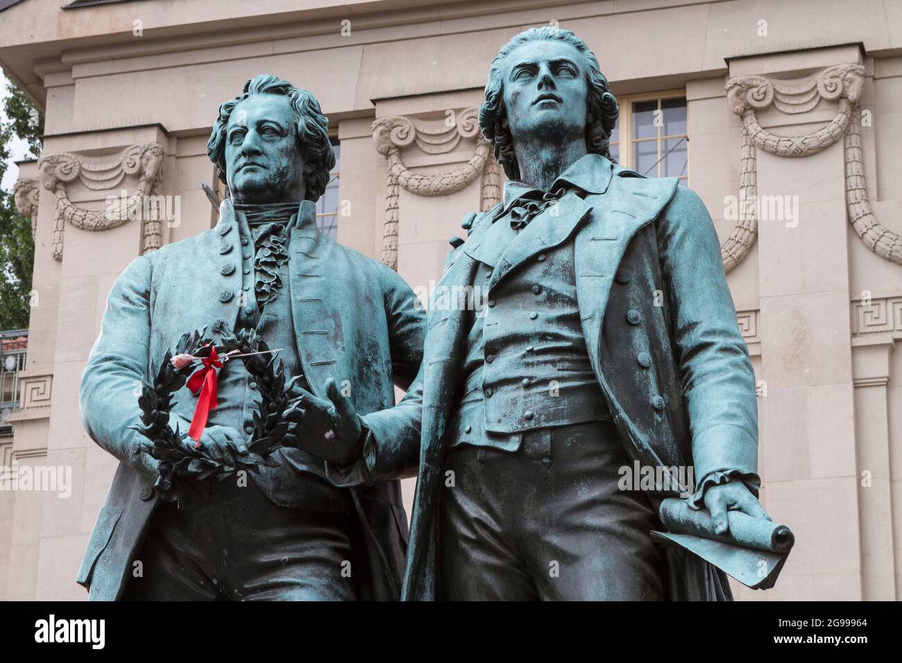 Das Goethe-Schiller-Denkmal von Ernst Rietschel in Weimar Stockfoto