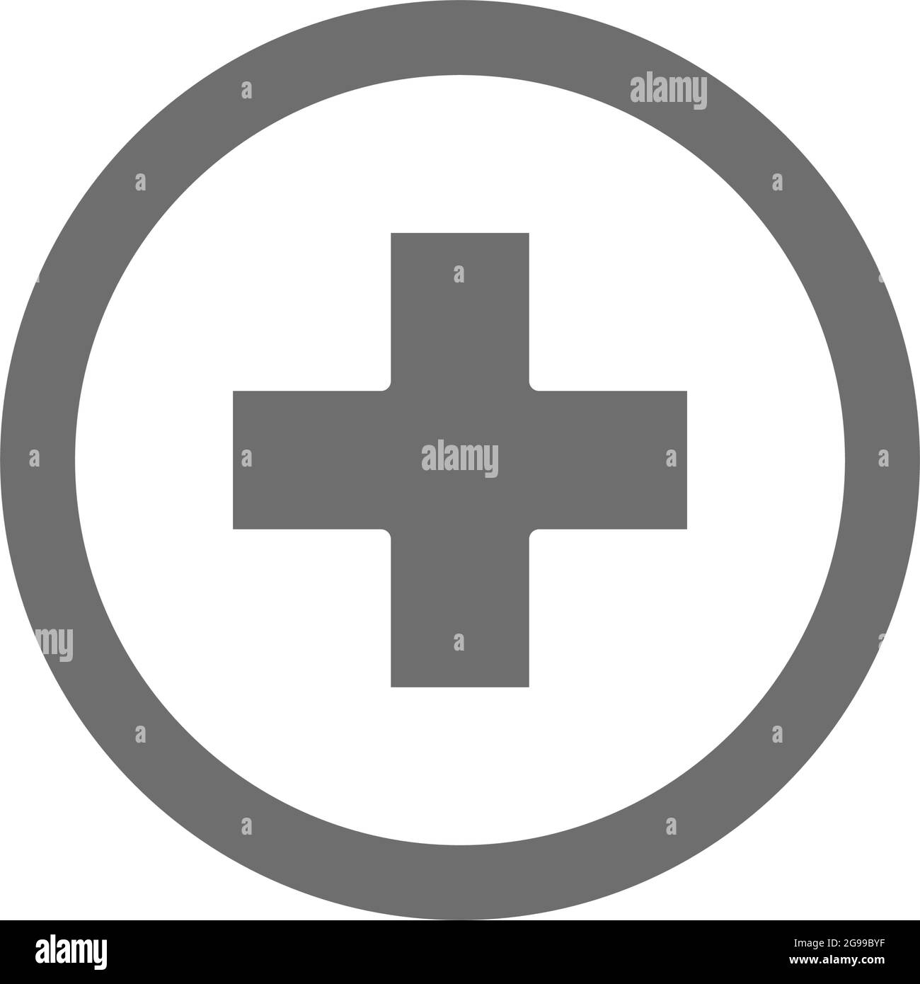 Verbandschild, Apotheke, graues Symbol für Krankenhaus. Stock Vektor