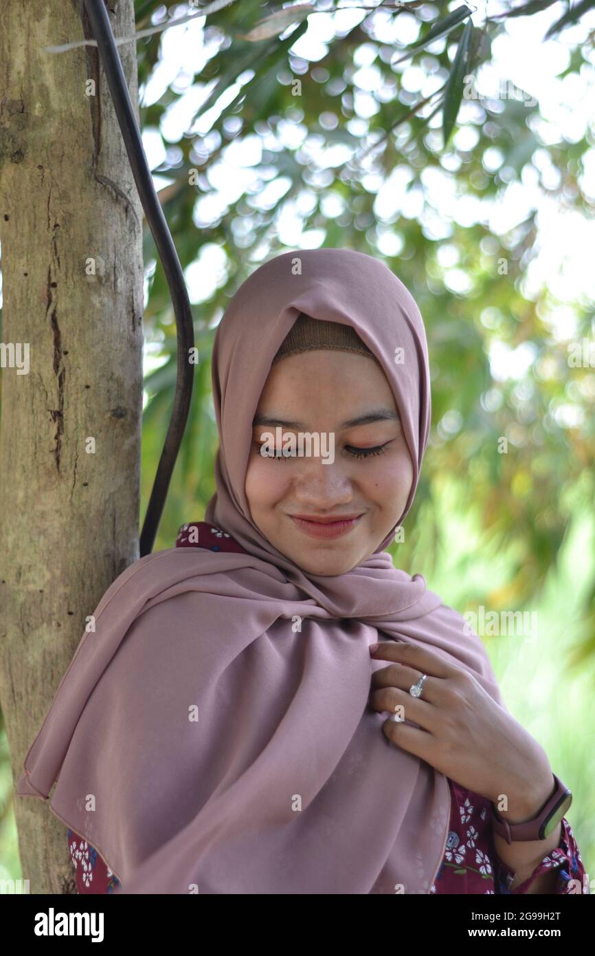 Hijab Model Fotoshooting Stockfoto