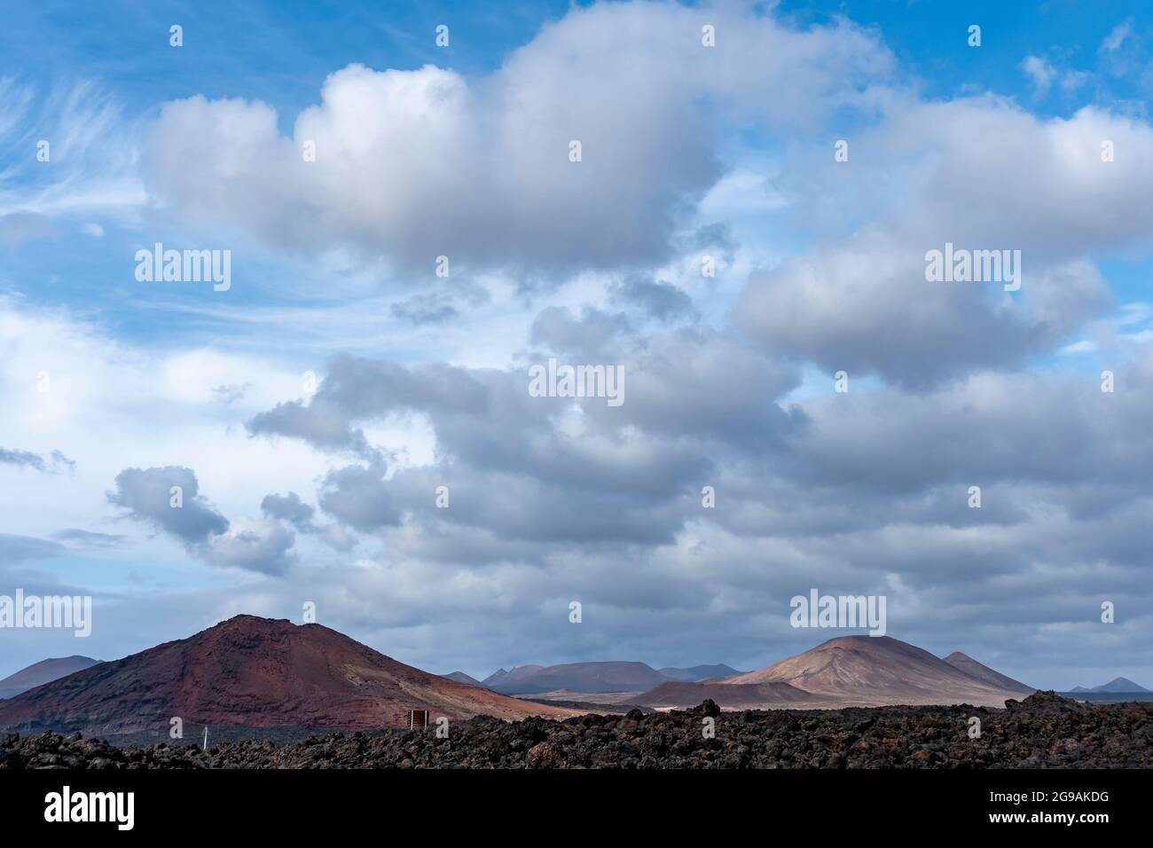 Panoramablick auf die Vulkane von Lanzarote. Stockfoto