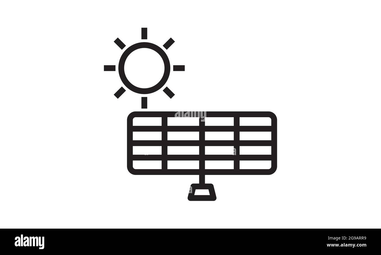 Solarpanel mit Sonnensymbol, einfacher Vektor Illustration auf weißem Hintergrund Stock Vektor