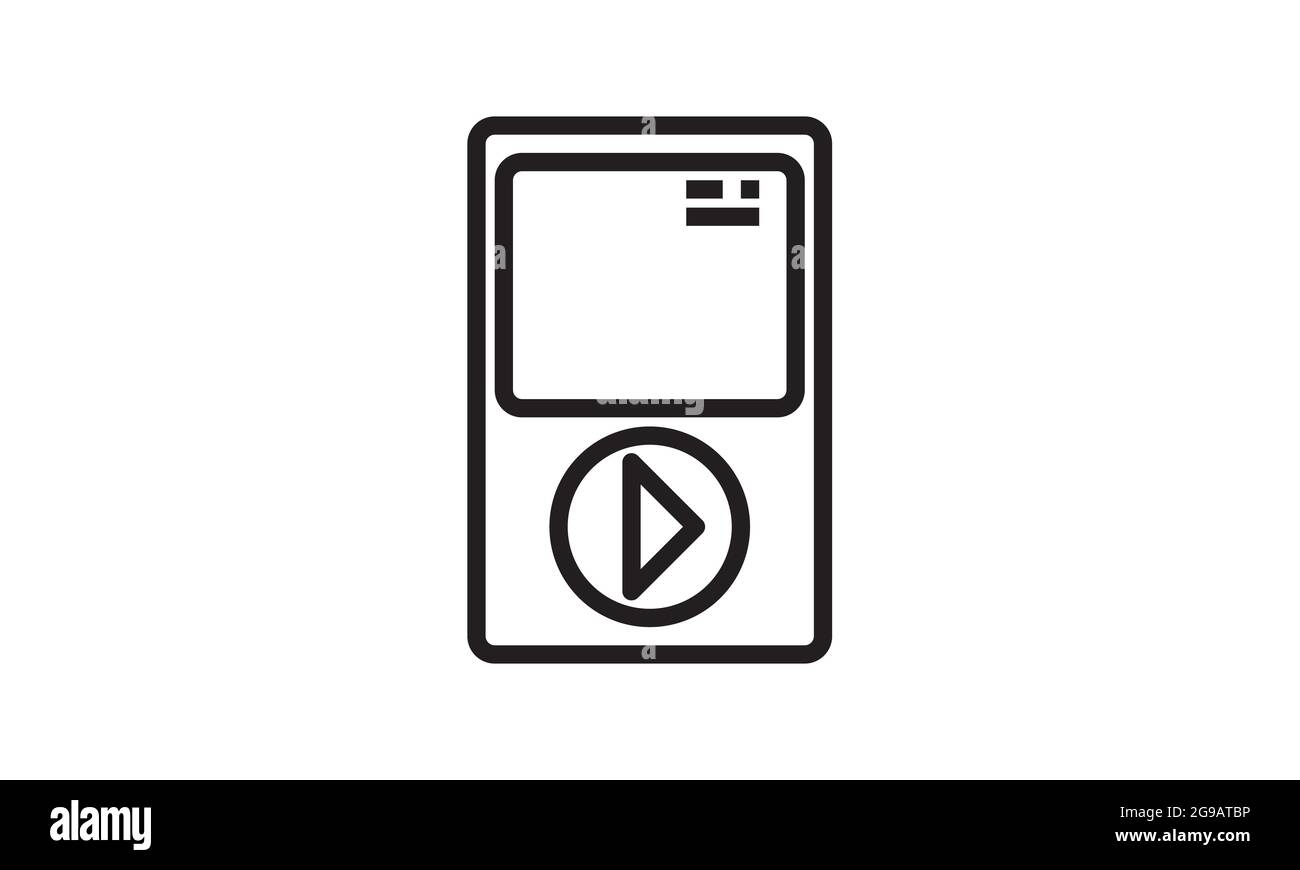 Vektorsymbol für tragbaren Media Player auf weißem Hintergrund Stock Vektor