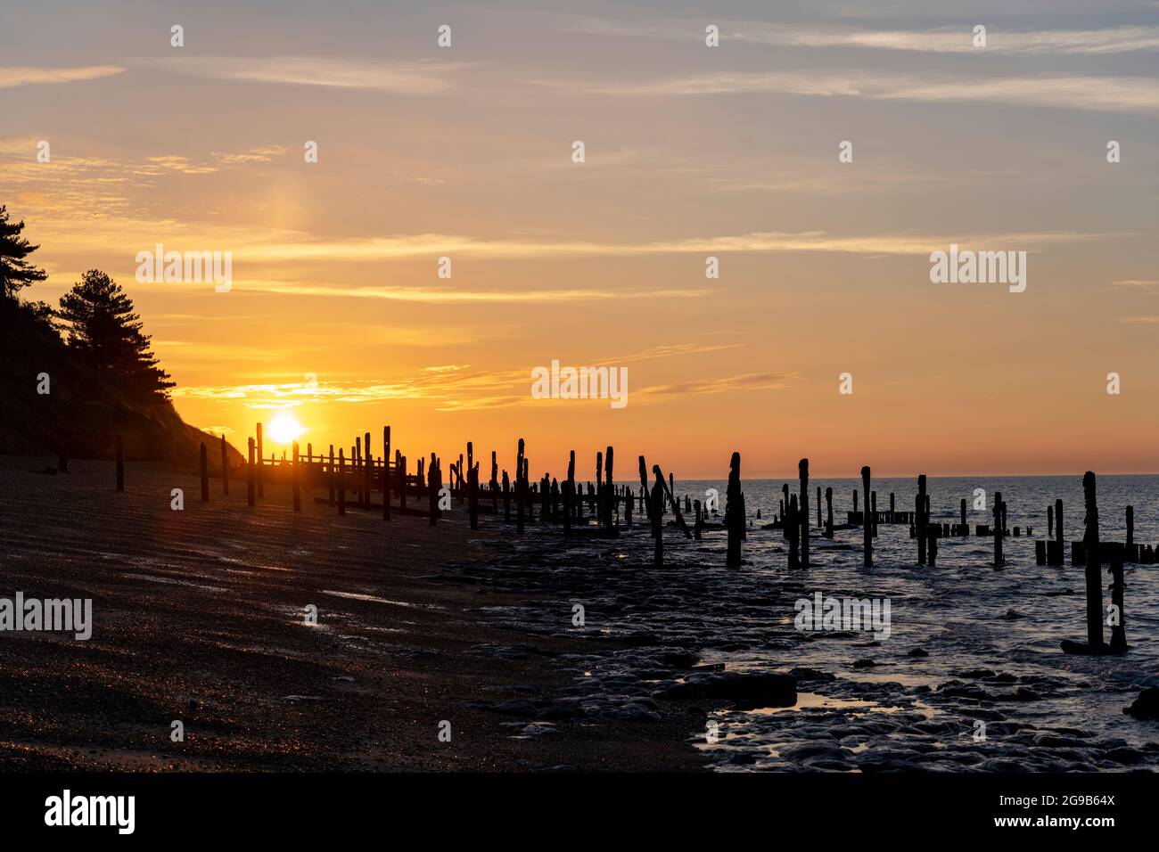 Sunrise Bawdsey Ferry Suffolk Großbritannien Stockfoto