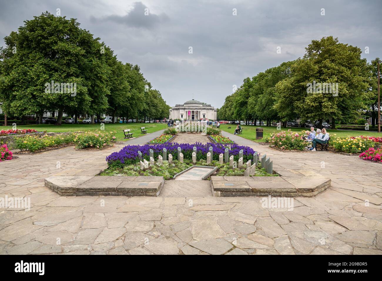 Port Sunlight, Wirral, Großbritannien. Die Diamond, Gemeinschaft Outdoor-Park-Bereich in der historischen Gartendorf von William Hesketh Lever erstellt. Stockfoto