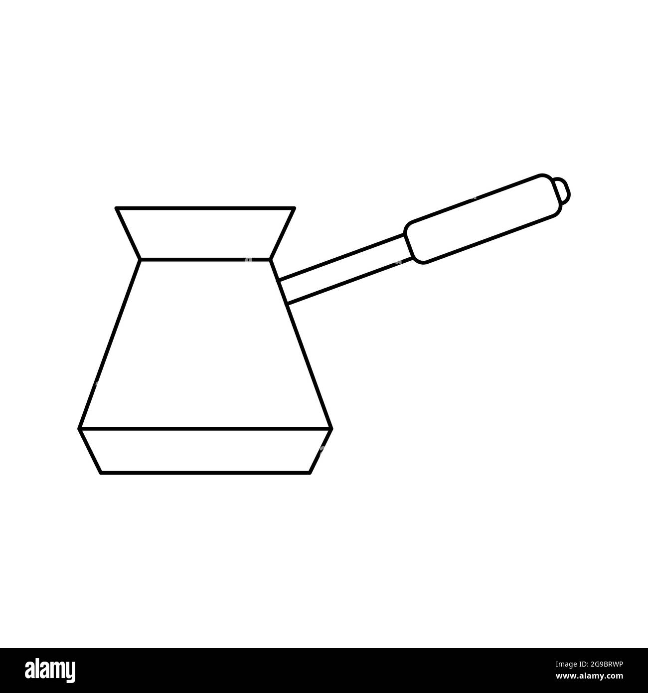 Symbol für die Vektordarstellung „Coffee turk“. Traditioneller türkischer Kupfertopf für die Küche. Türkische Kaffeekocher lineares Schild für Web-Design, Coffee Shop, Menü. Vektor Stock Vektor