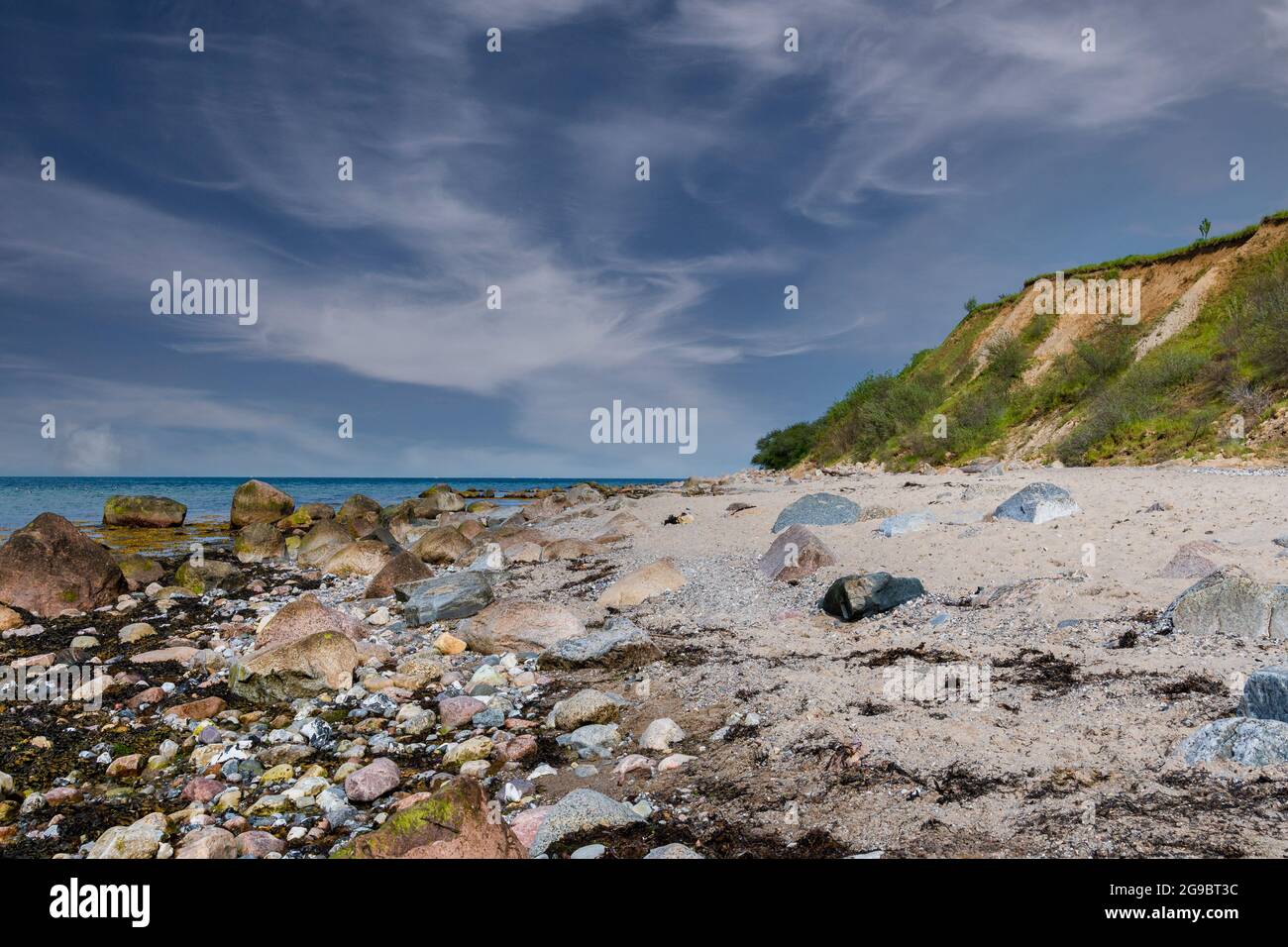 ostsee mehr Ostsee Ostsee mit gelbem Rapsfeld bis zum Wasser Stockfoto